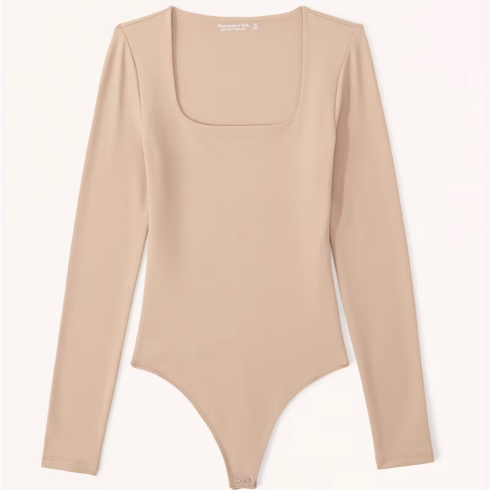 Abercrombie Soft AF Long Sleeve Seamless Tan Bodysuit - Small